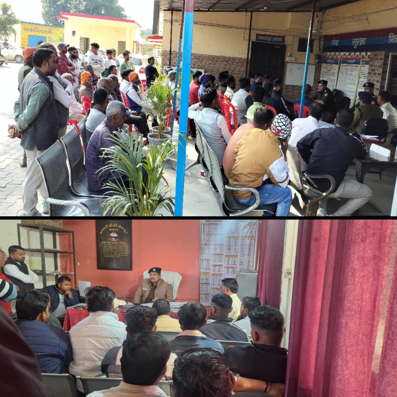 परम् संत शिरोमणि श्री गुरु रविदास जी जयंती के सकुशल आयोजन के लिए पथरी पुलिस ने कमर कसते हुवे सोमवार को सीएलजी मेम्बर व मन्दिर सिमिति के अध्यक्ष व ग्रामीणों के साथ कि गोष्ठी।