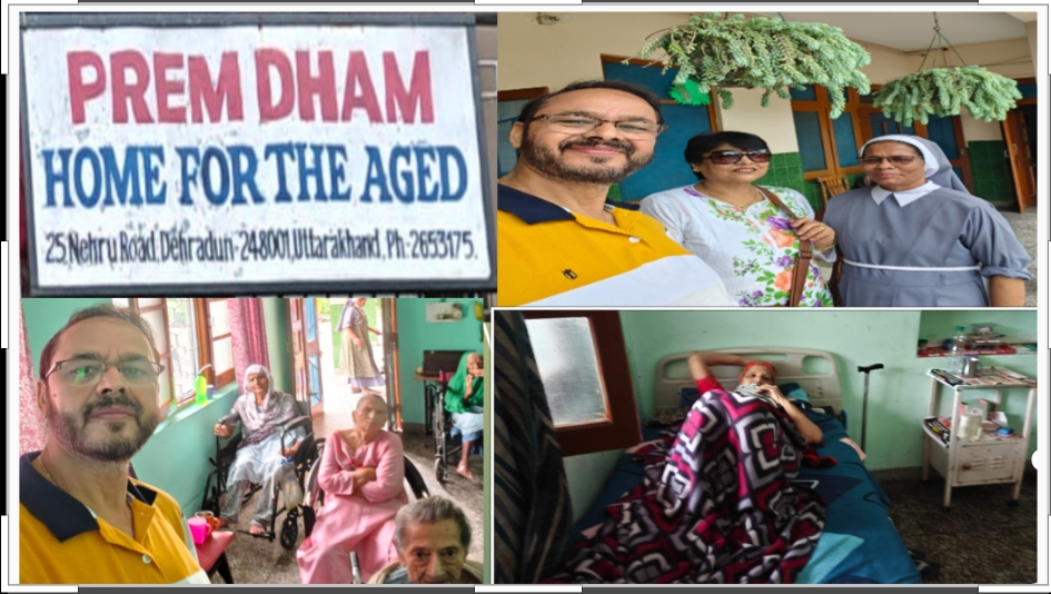 प्रेम धाम वृद्ध महिला आश्रम देहरादून में वृद्ध महिलाओ के लिए खाने पीने का सामान श्रीमति मखनी शाह भारती, डॉ0 चन्दर लाल भारती ने सेवा भाव से किया सामान वितरण।