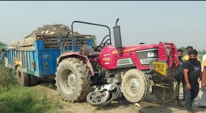 खनन से भरे ट्रैक्टर ट्रॉली की चपेट में आने से शिक्षक व एक बच्चे की हुई दर्दनाक मौत ट्रैक्टर चालक फरार,