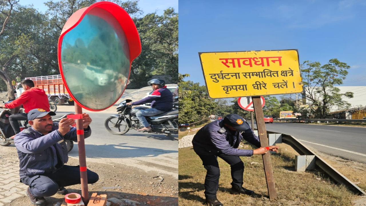 यातायात रुड़की सीपीयू ने एसएसपी हरिद्वार के आदेश पर एक्सीडेंट क्षेत्र को चिन्हित कर अलग-अलग स्थान पर कन्वैक्स मिरर एवं चेतावनी बोर्ड लगाए