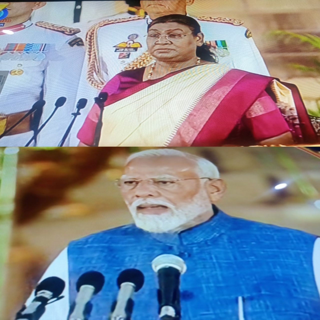 राष्ट्रपति भवन में राष्ट्रपति ने 72 मंत्रियों को दिलाई मंत्री पद की शपथ ,   तीसरी बार नरेंद्र मोदी ने गठबंधन के साथ बनाई सरकार जिसमें 30 कैबिनेट मंत्री 5 राज्य स्वतंत्र प्रभार मंत्री 37मंत्रियों ने ली शपथ।