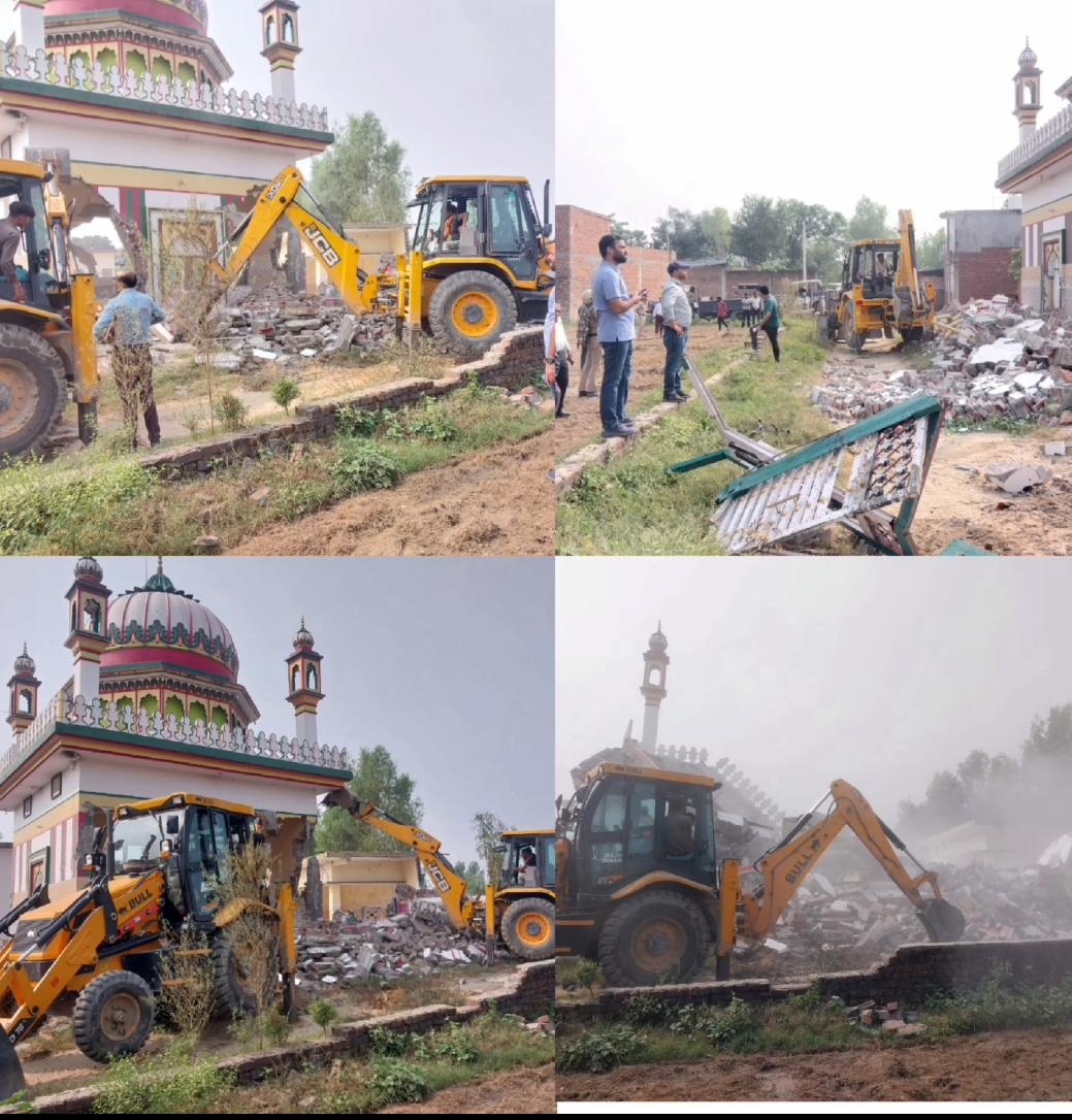 हरिद्वार के राजपुर में टिहरी बांध परियोजना पुनर्निवास मंडल ऋषिकेश सिंचाई विभाग की जमीन पर बनी मजार नुमा धार्मिक संरचना भारी सुरक्षा के बीच हटाई गई, 