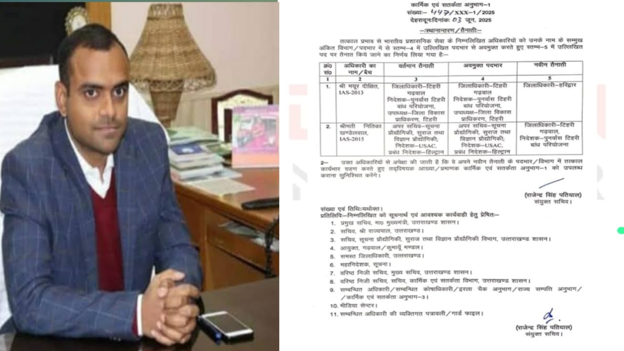 ब्रेकिंग न्यूज : हरिद्वार नवनियुक्त जिलाधिकारी मयूर दीक्षित बने