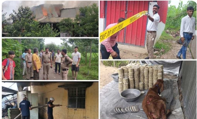 बहादराबाद थाना क्षेत्र के मूलदासपुर माजरा गांव में एक पटाखा फैक्ट्री में आग लगने से आसपास के क्षेत्र में अफरा तफरी मच गई।