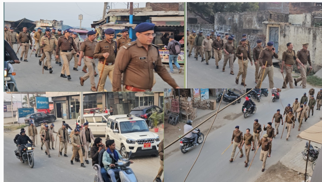 वरिष्ठ पुलिस अधीक्षक हरिद्वार के निर्देश पर पुलिस द्वारा पिरान कलियर क्षेत्र में निकाला फ्लैग मार्च।  SP देहात के नेतृत्व में निकाला गया फ्लैग मार्च—संदिग्धों पर कड़ी निगरानी जारी