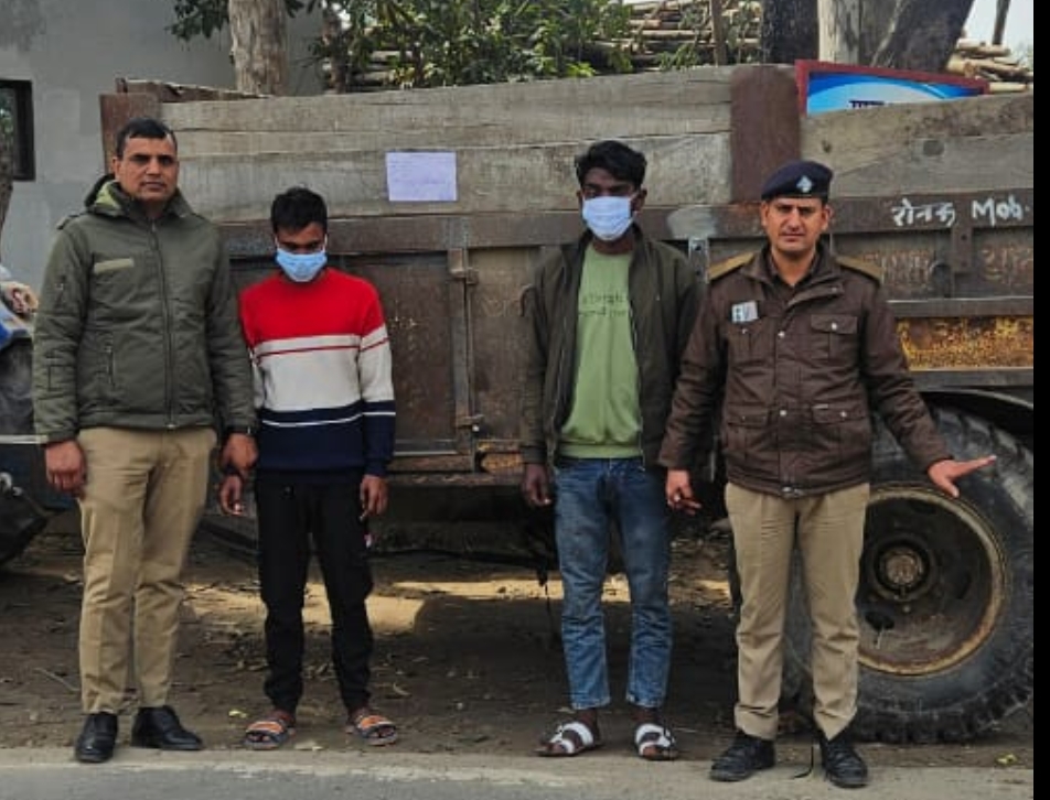 हरिद्वार पुलिस की गिरफ्त में आए दो शातिर चोर  रानीमाजरा गांव से ट्रैक्टर ट्राली चोरी की वारदात को दिया था अंजाम। चोरी की ट्रेक्टर ट्रॉली बरामद