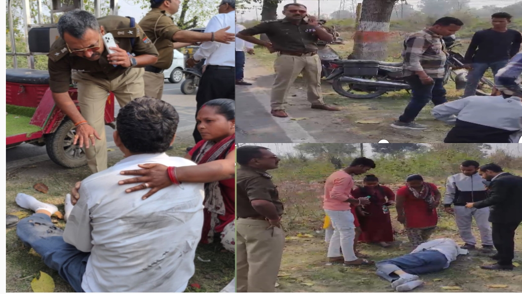 सड़क दुर्घटना पर मौके पर एसएसपी हरिद्वार नवनीत सिंह भुल्लर ने घायलों को रेस्क्यू कर भेजा अस्पताल।  फाउंड्री गेट से भगत सिंह चौक के बीच का है मामला, बाइक सवार व चरवाहा हुआ घायल।  बकरी के साथ सड़क पार कर रहे चरवाहे को बचाने के चक्कर में  मोटर साइकिल आयी थी ऑटो की चपेट में।