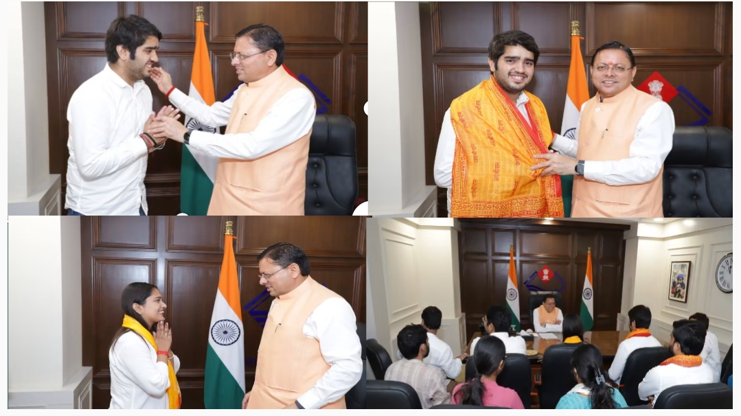 दिल्ली में उत्तराखण्ड मुख्यमंत्री पुष्कर सिंह धामी ने विश्वविद्यालय छात्रसंघ DUSU के नवनिर्वाचित पदाधिकारीयो को दी शुभकामनाएं।